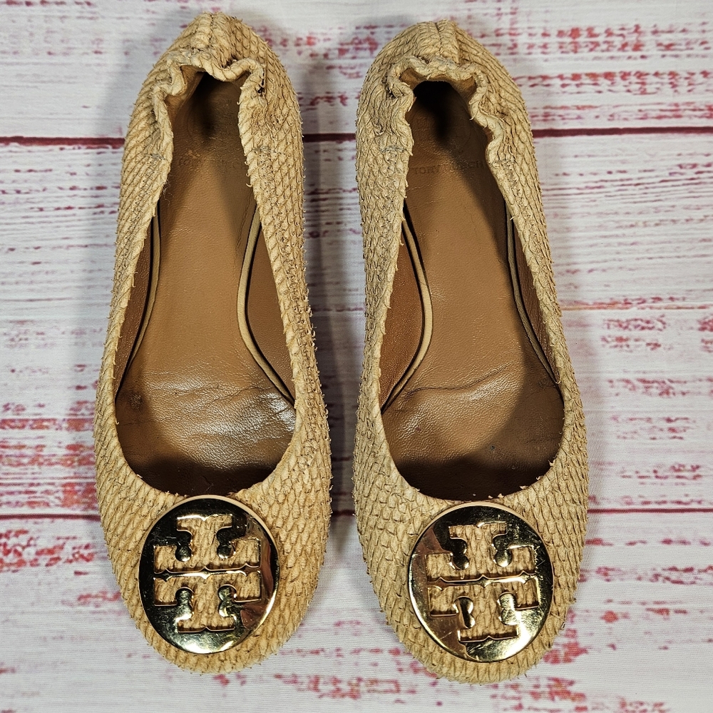 Tory Burch Reva Ballet Slipper Flats In Snakeskin - Picture 5 of 13